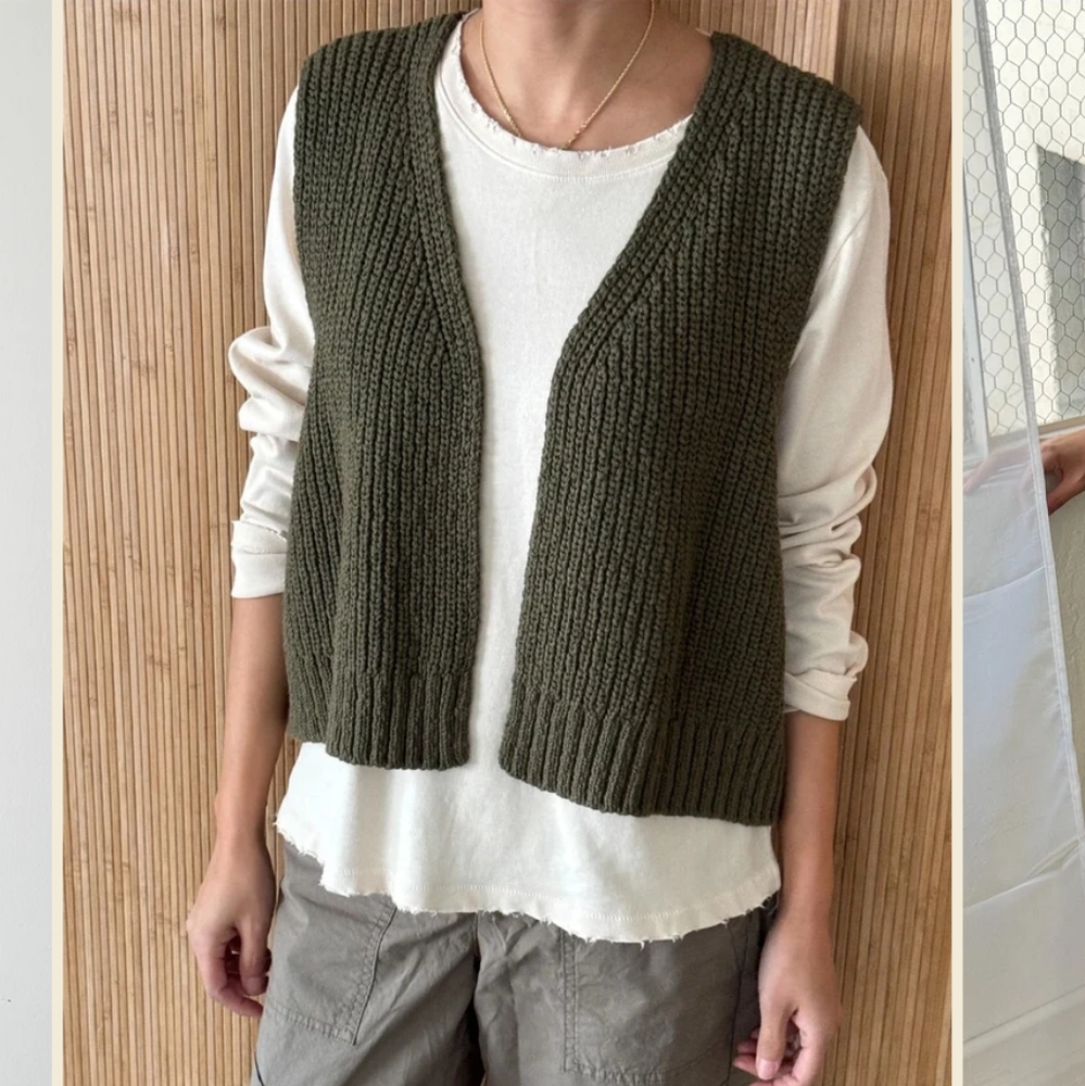 Le Bon Shoppe Granny Vest In Olive Green Size M/L